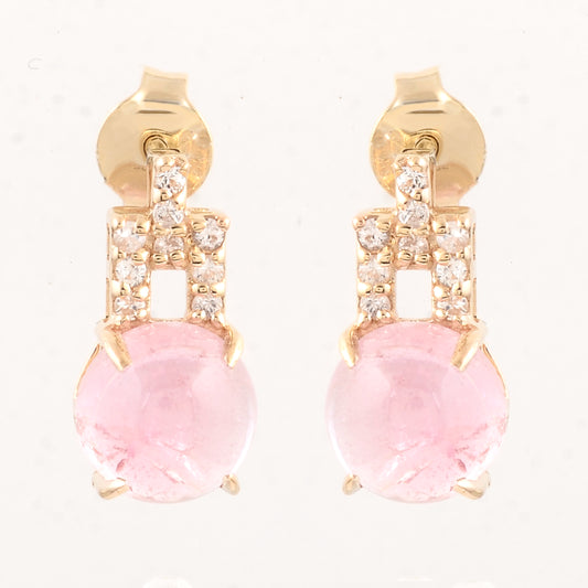 3.32 Ct Round Tourmaline 14K Gold Earrings
