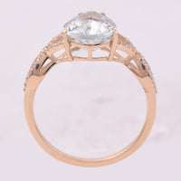2.68 Ct Pear Mixed Cut Natural Aquamarine 14K Gold Ring