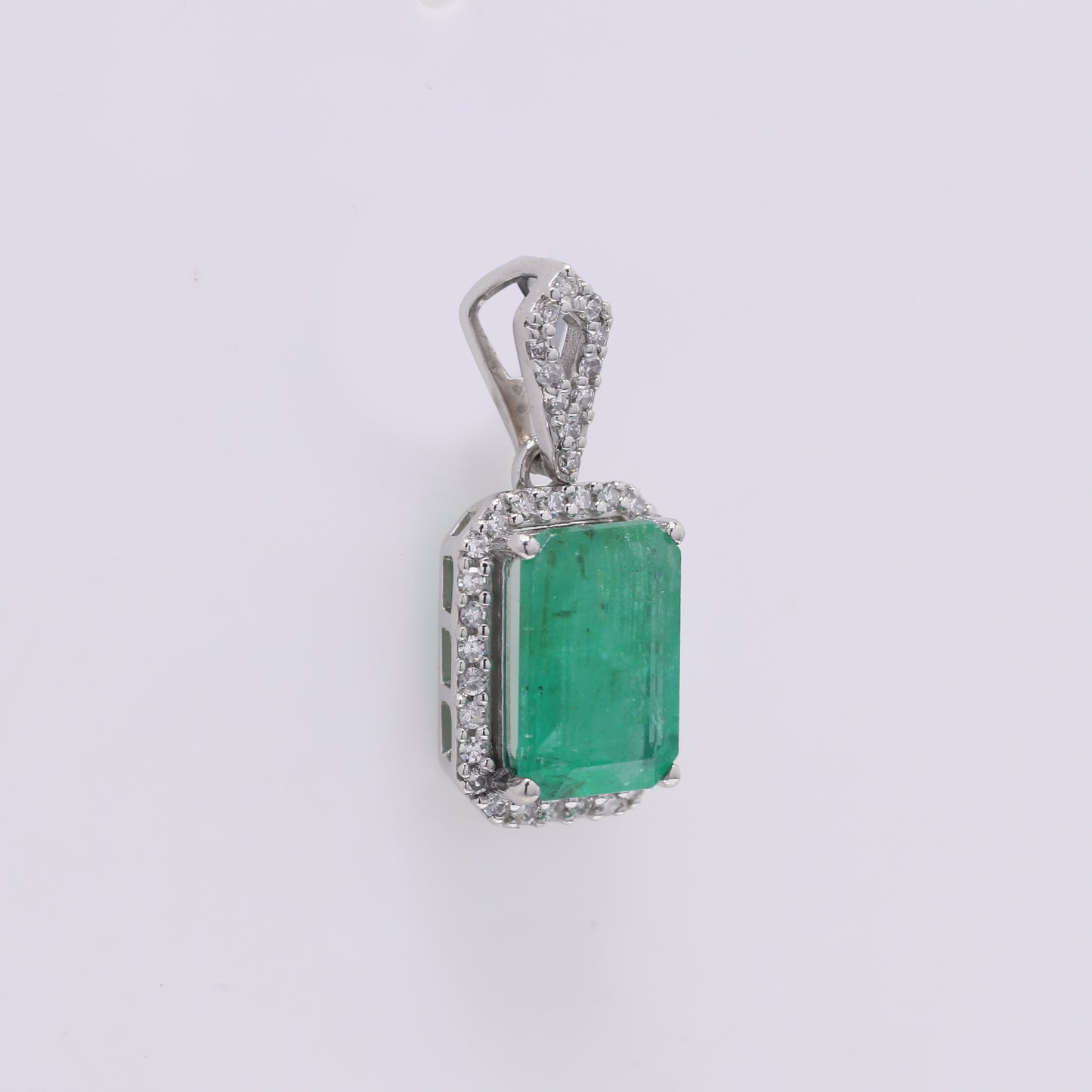 1.60 Ct Octagon Step Cut Natural Emerald 950 Platinum Pendant