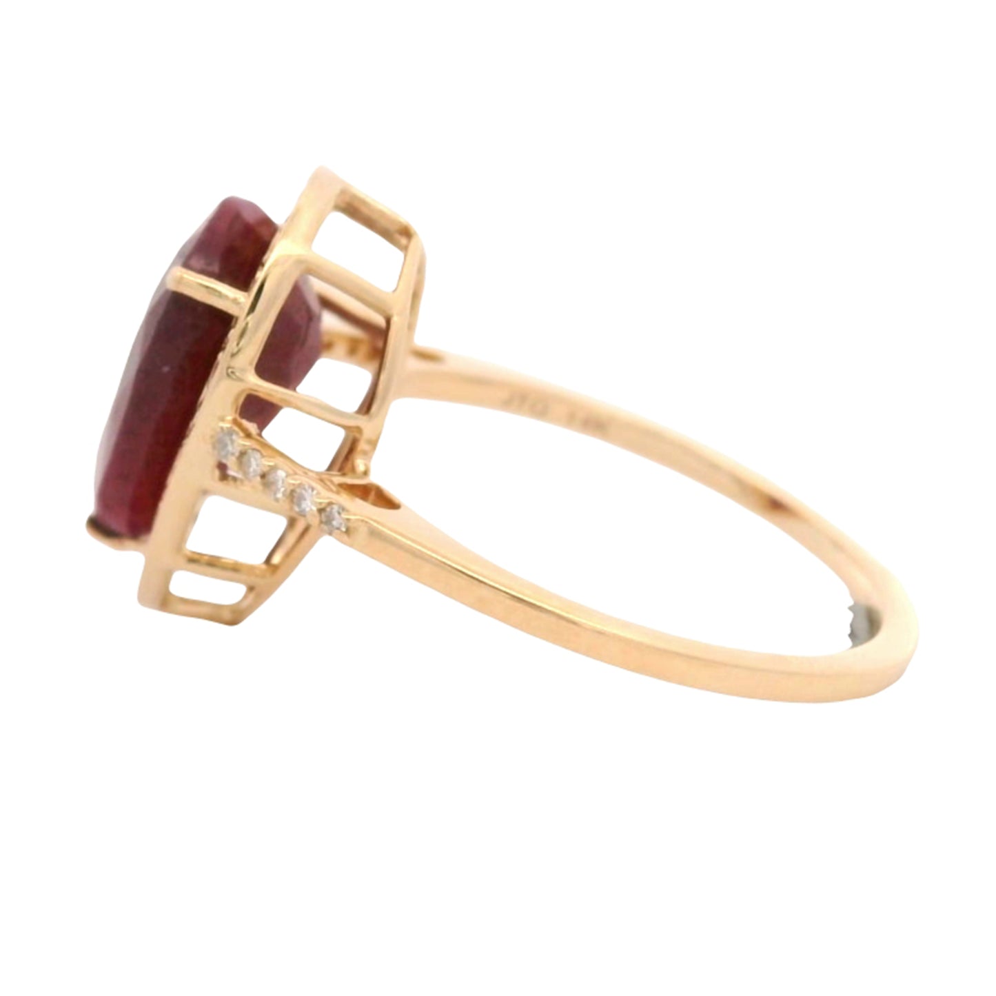 3.96 Ct Pear Mixed Cut Natural Corundum Ruby 14K Gold Ring