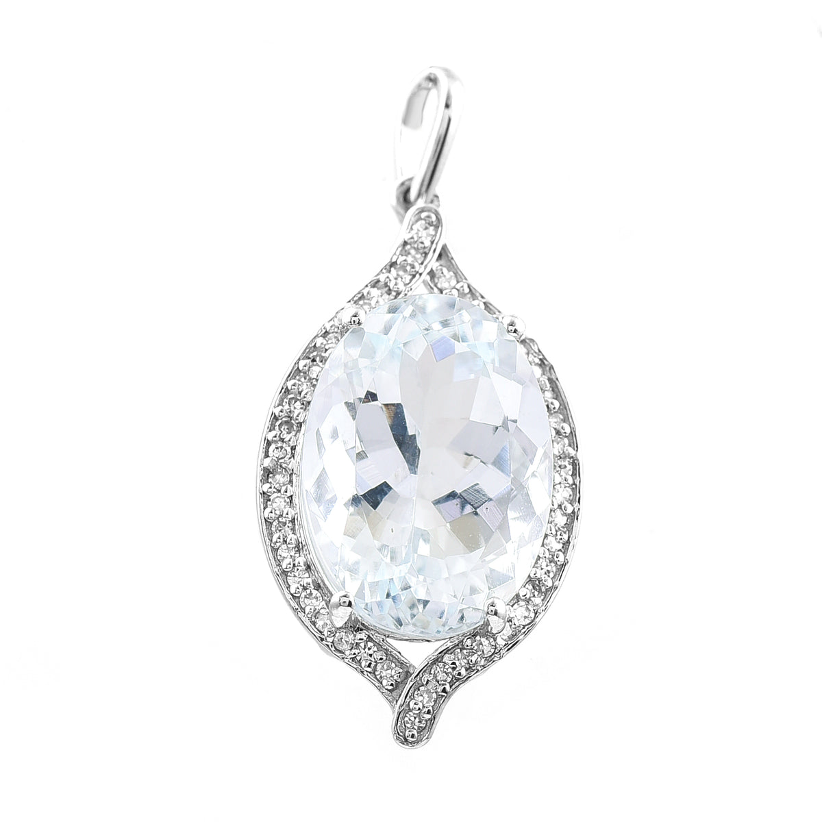 5.60 Ct Oval Mixed Cut Natural Aquamarine 950 Platinum Pendant