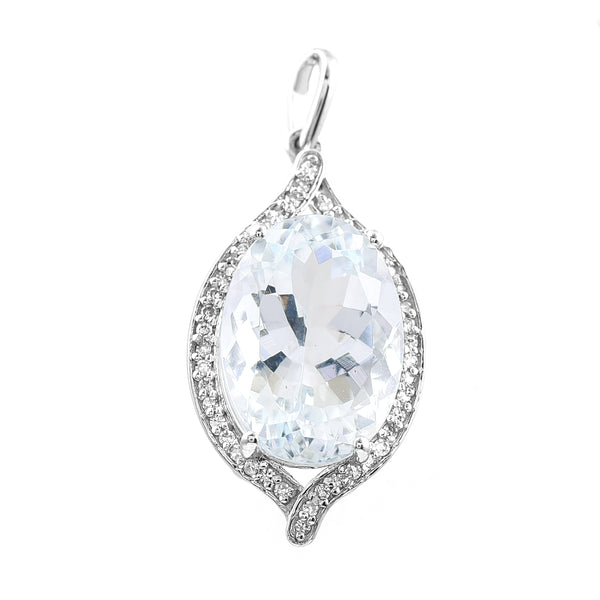 5.60 Ct Oval Mixed Cut Natural Aquamarine 950 Platinum Pendant