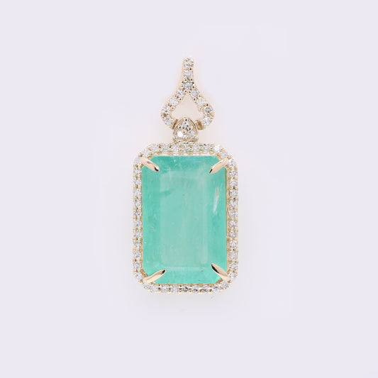5.12 Ct Octagon Step Cut Natural Emerald 14K Gold Pendant