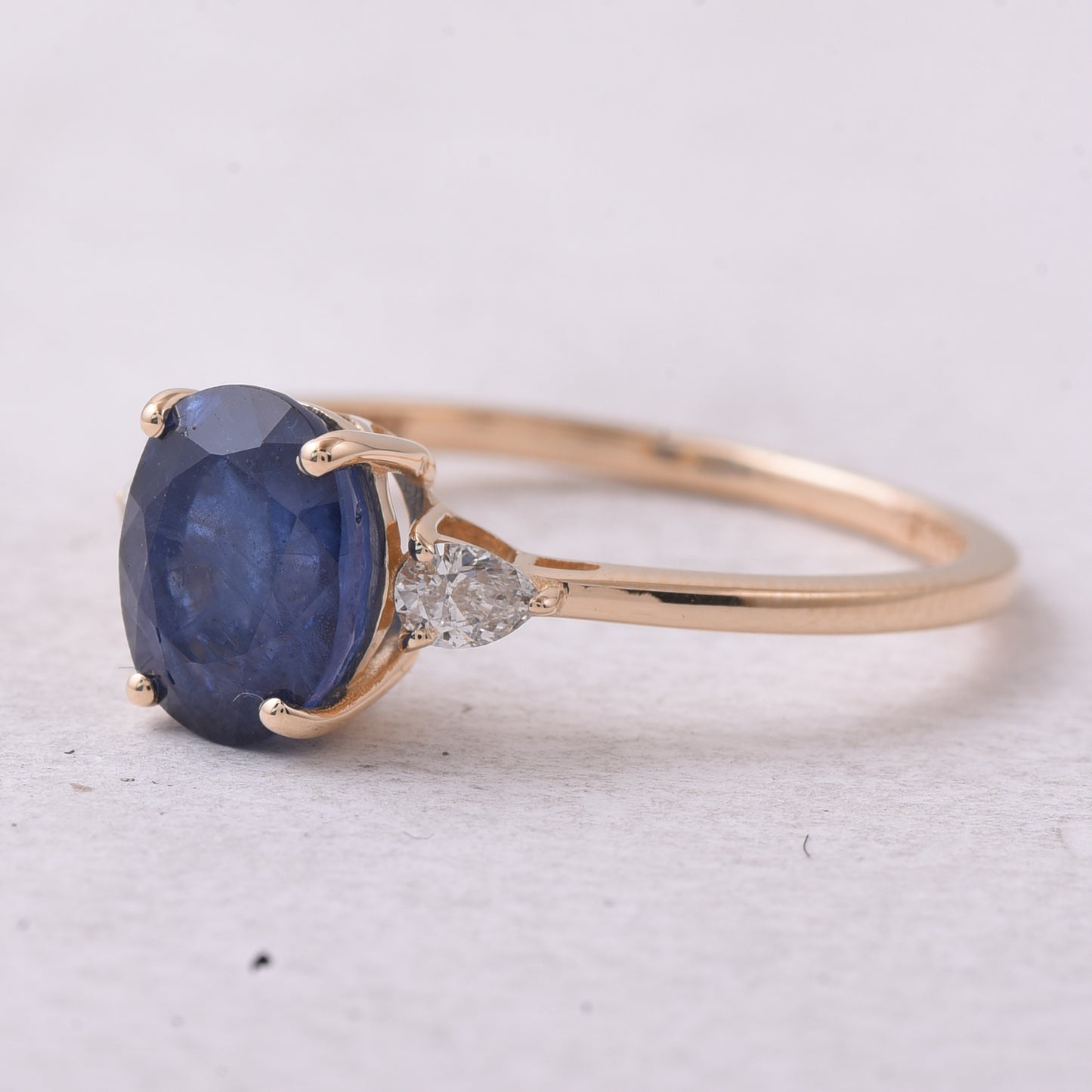 2.41 Ct Oval Mixed Cut Natural Sapphire 14K Gold Ring
