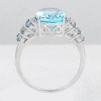 6.34 Ct Oval Swiss Blue Topaz 925 Sterling Silver Ring