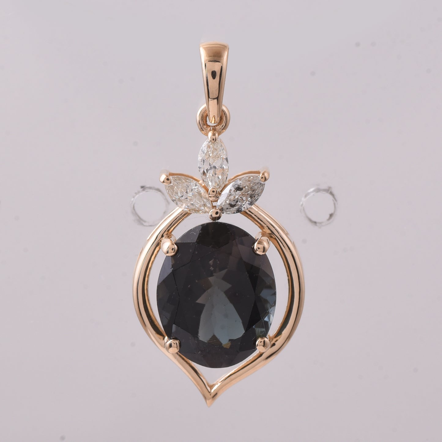 2.89 Ct Oval Mixed Cut Natural Tourmaline 14K Gold Pendant