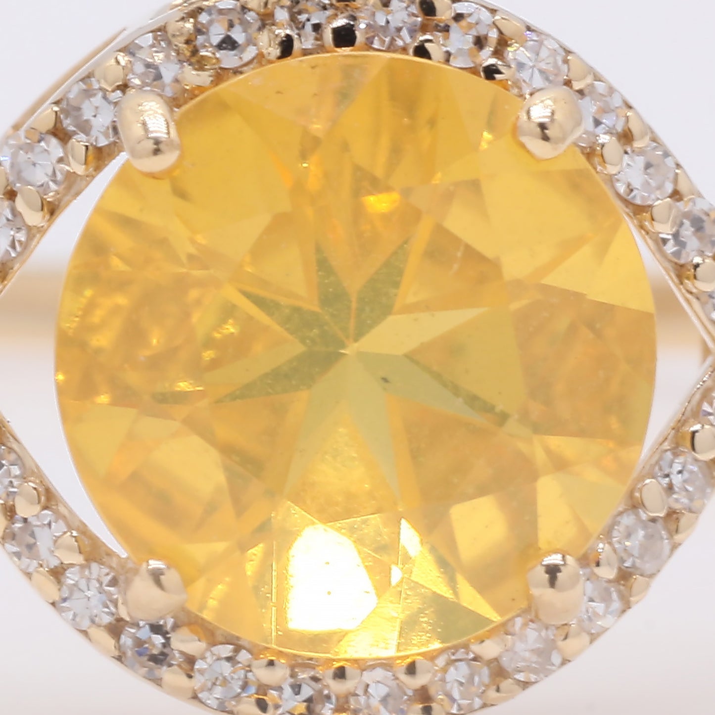 1.31 Ct Round Mixed Cut Natural Fire Opal 14K Gold Ring