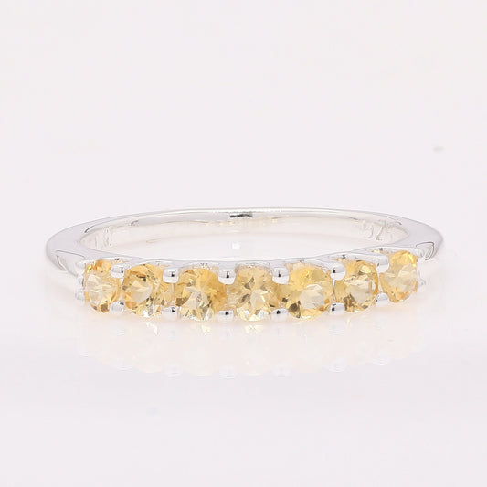 0.73 Ct Round Citrine 925 Silver Ring