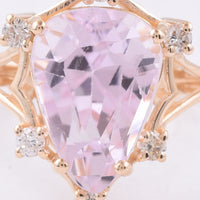 4.89 Ct Pear Natural Kunzite 14K Gold Ring