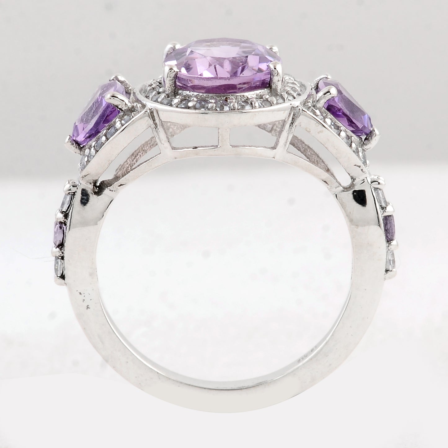 4.42 Ct Oval Amethyst 925 Sterling Silver Ring
