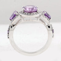 4.42 Ct Oval Amethyst 925 Sterling Silver Ring