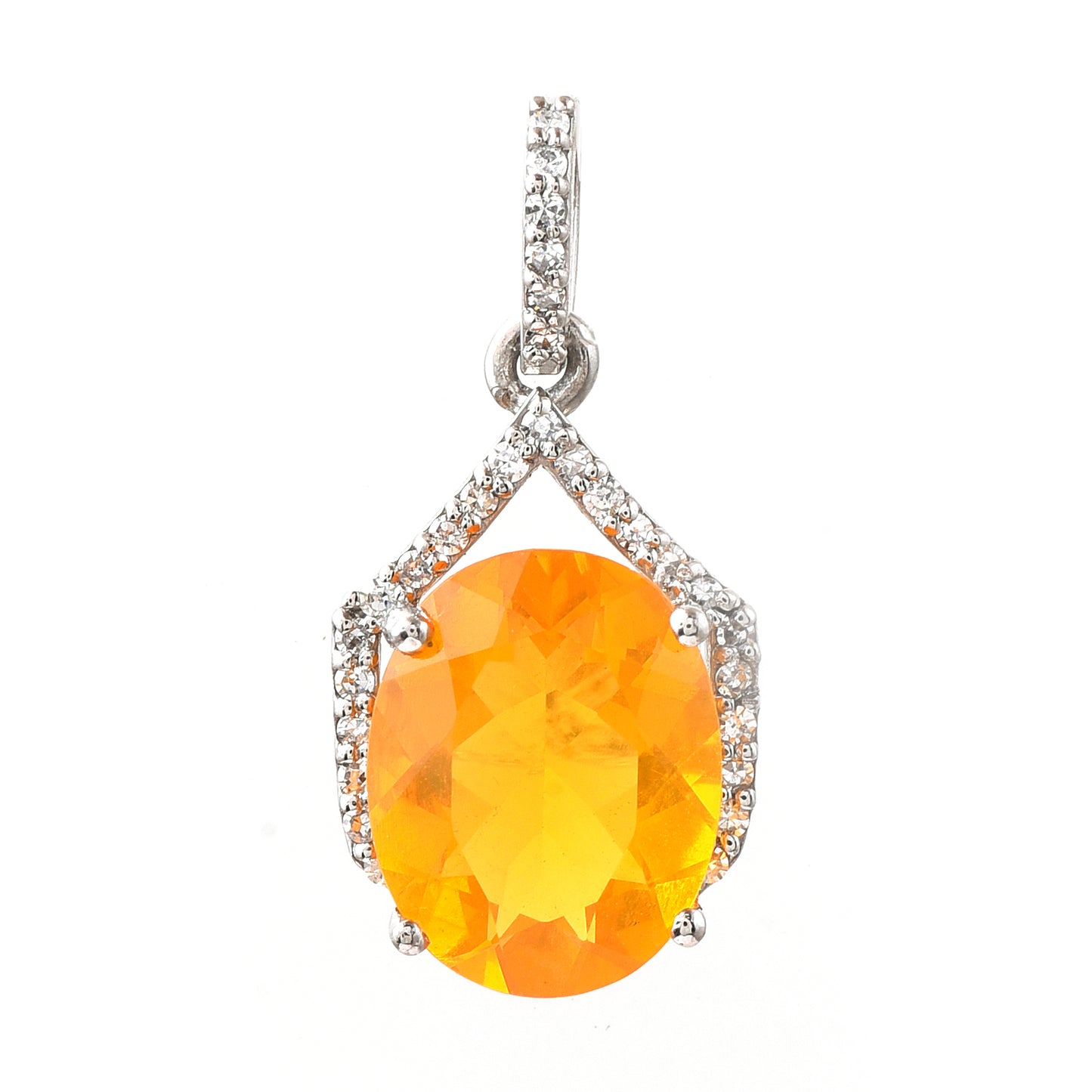1.59 Ct Oval Fire Opal 950 Platinum Pendant