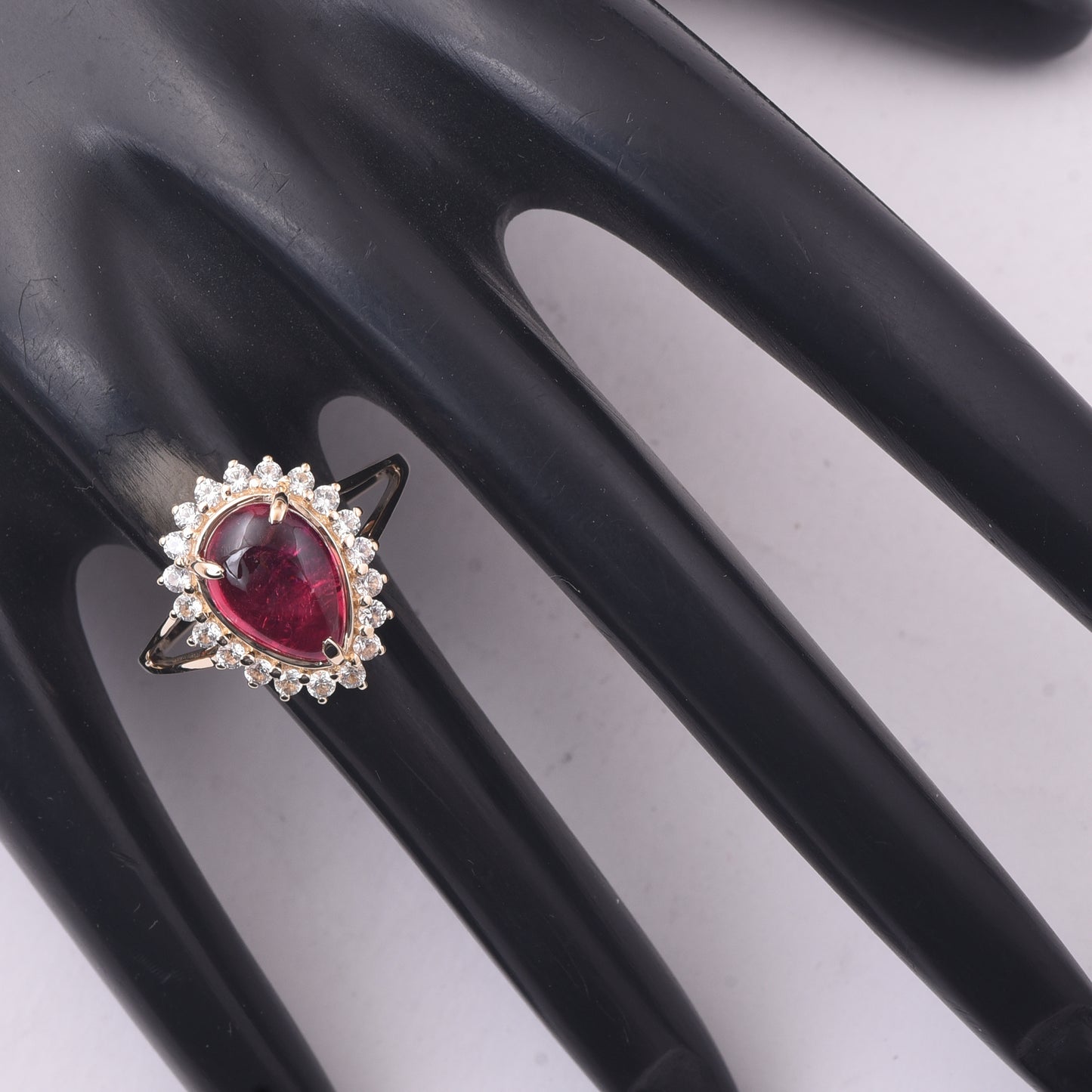 3.52 Ct Pear Tourmaline 9K Gold Ring