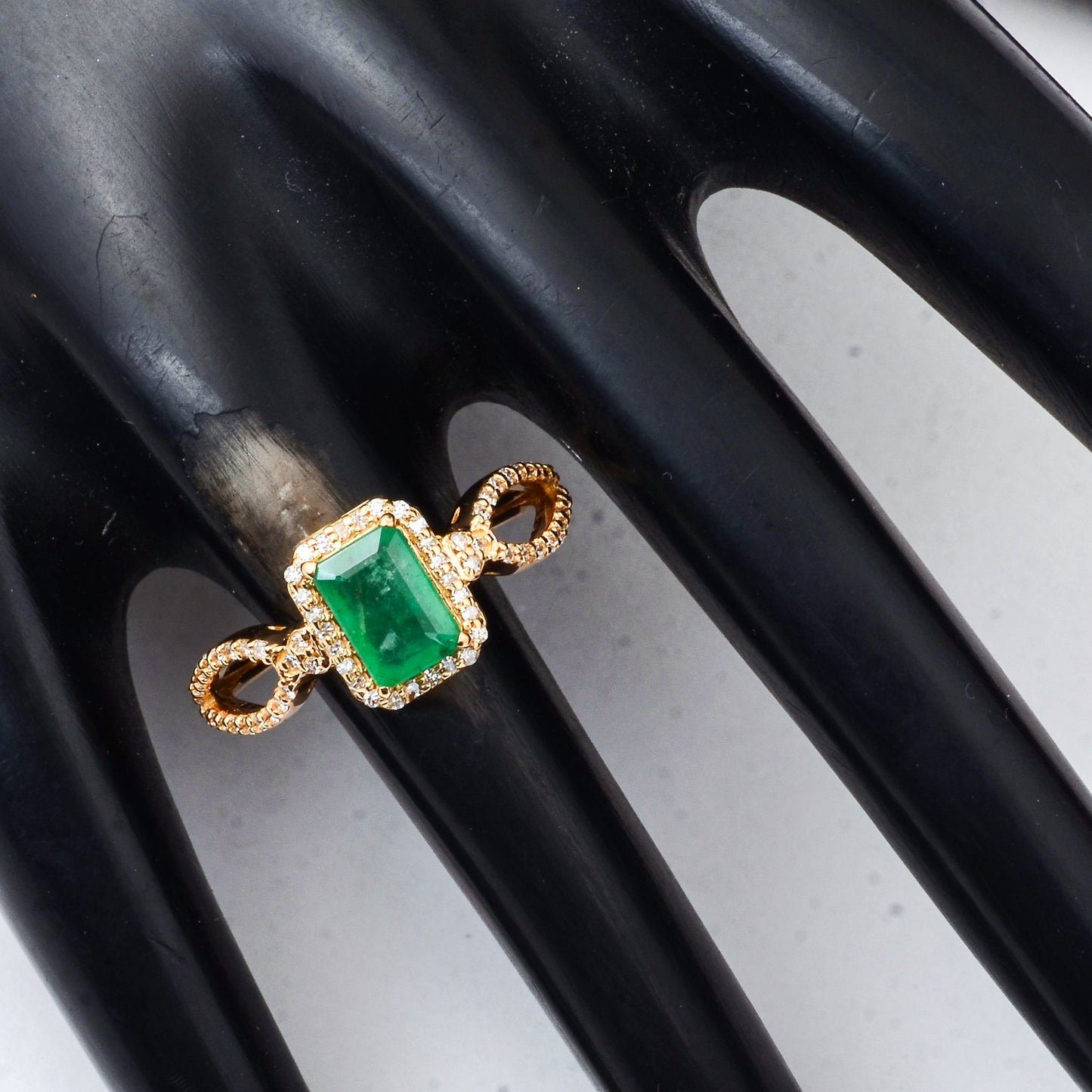 1.06 Ct Octagon Step Cut Natural Emerald 14K Gold Ring