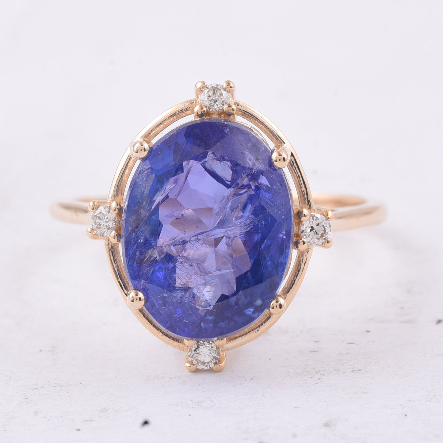 6.72 Ct Oval Natural Tanzanite 14K Gold Ring