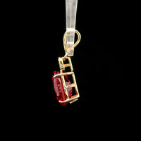 2.86 Ct Oval Mixed Cut Lab Grown Ruby 14K Gold Pendant