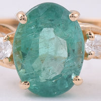 1.51 Ct Oval Natural Emerald 14K Gold Ring