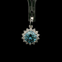 2.04 Carats Blue Lab Grown Diamond 14K Gold Pendant