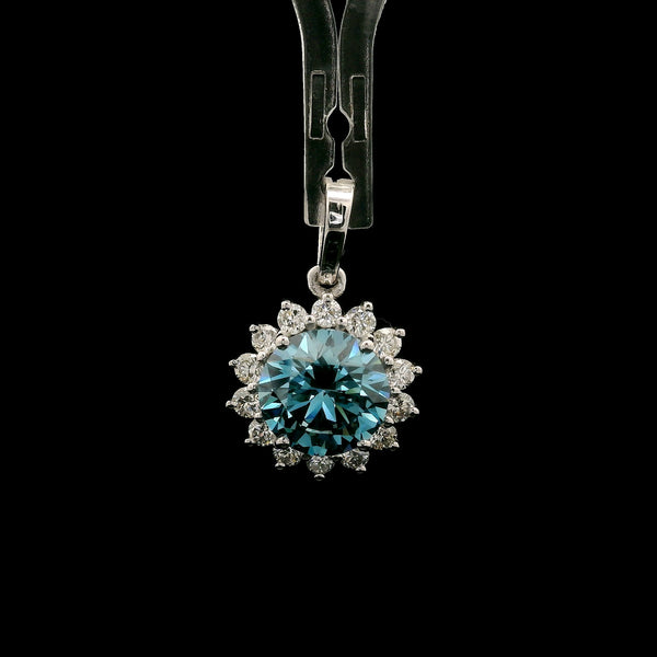 2.04 Carats Blue Lab Grown Diamond 14K Gold Pendant