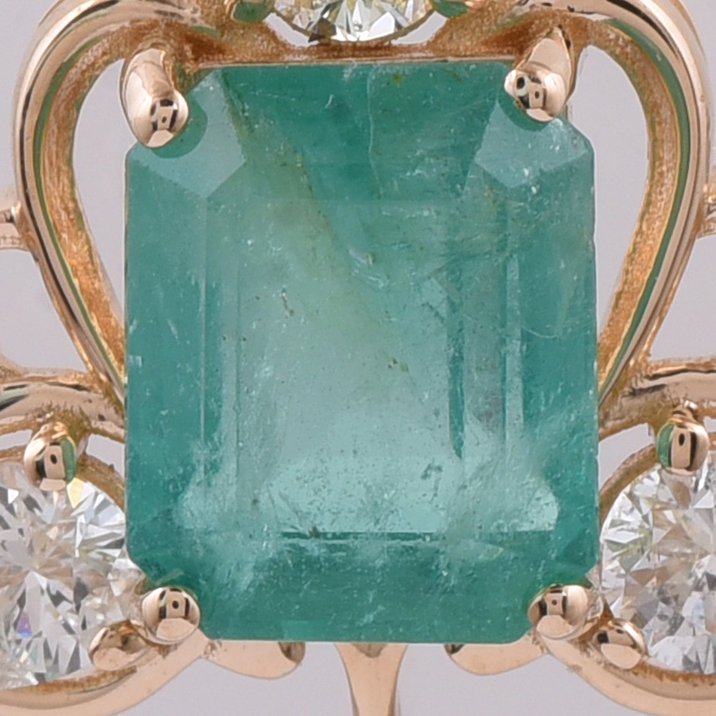 3.29 Ct Octagon Step Cut Natural Emerald 14K Gold Pendant