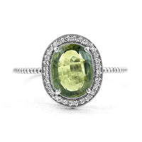 2.40 Ct Oval Mixed Cut Natural Green Sapphire 950 Platinum Ring
