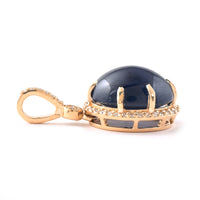 6.55 Ct Oval Cabochon Cut Natural Sapphire 14K Gold Pendant