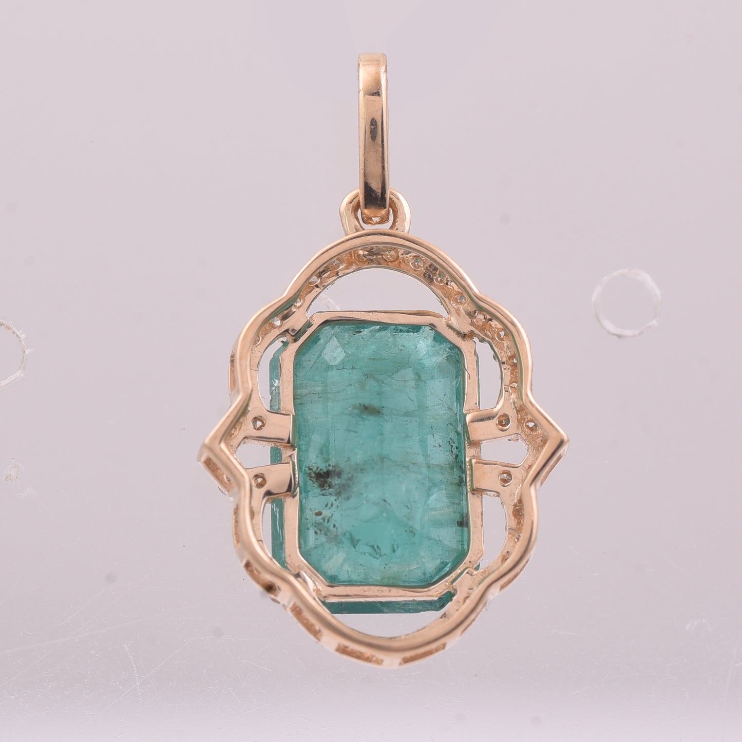 3.05 Ct Octagon Step Cut Natural Emerald 14K Gold Pendant