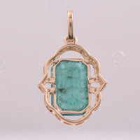 3.05 Ct Octagon Step Cut Natural Emerald 14K Gold Pendant