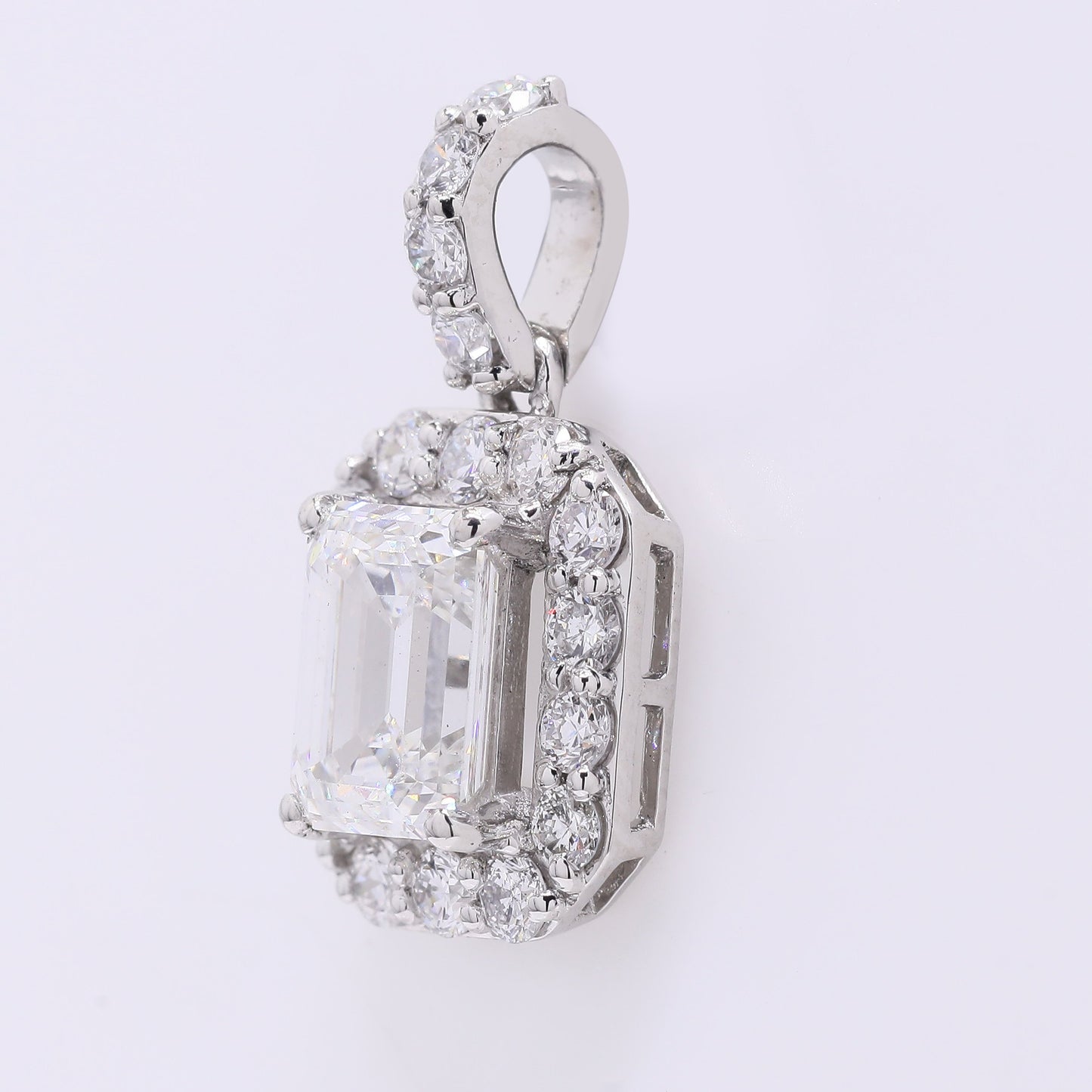 2.10 Ct Emerald Cut Lab Grown Diamond 950 Platinum Pendant