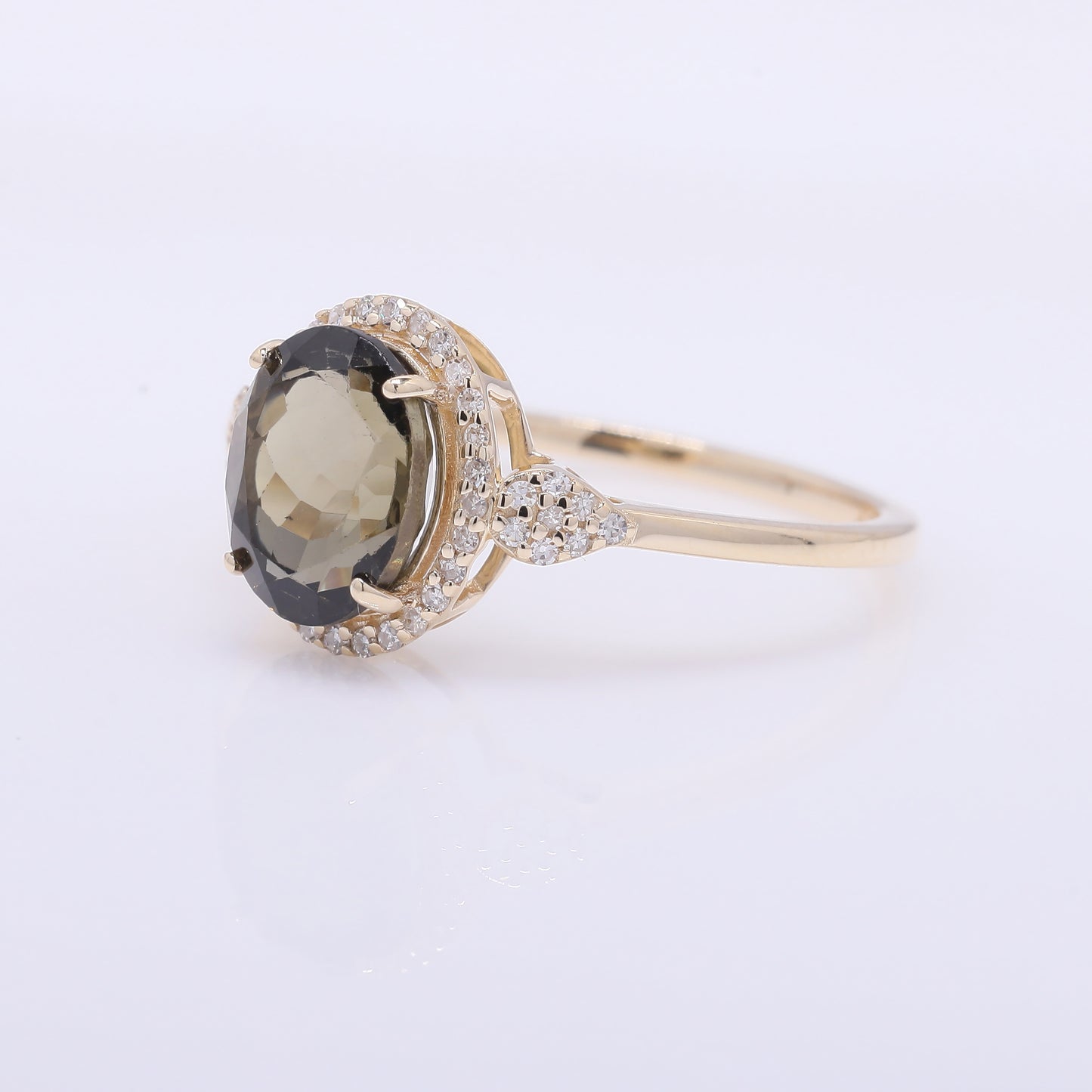 2.34 Ct Oval Mixed Cut Natural Tourmaline 14K Gold Ring