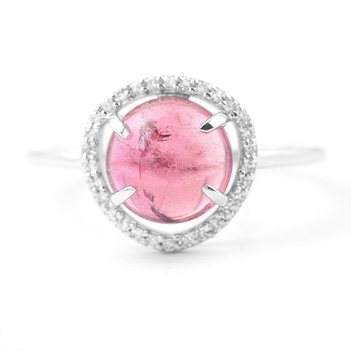 2.36 Ct Round Mixed Cut Natural Tourmaline 950 Platinum Ring