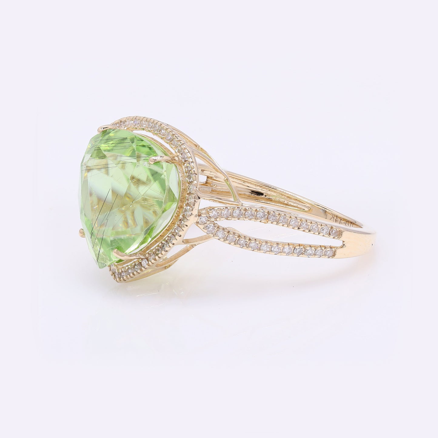 8.10 Ct Pear Mixed Cut Natural Peridot 14K Gold Ring