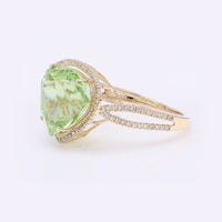 8.10 Ct Pear Mixed Cut Natural Peridot 14K Gold Ring