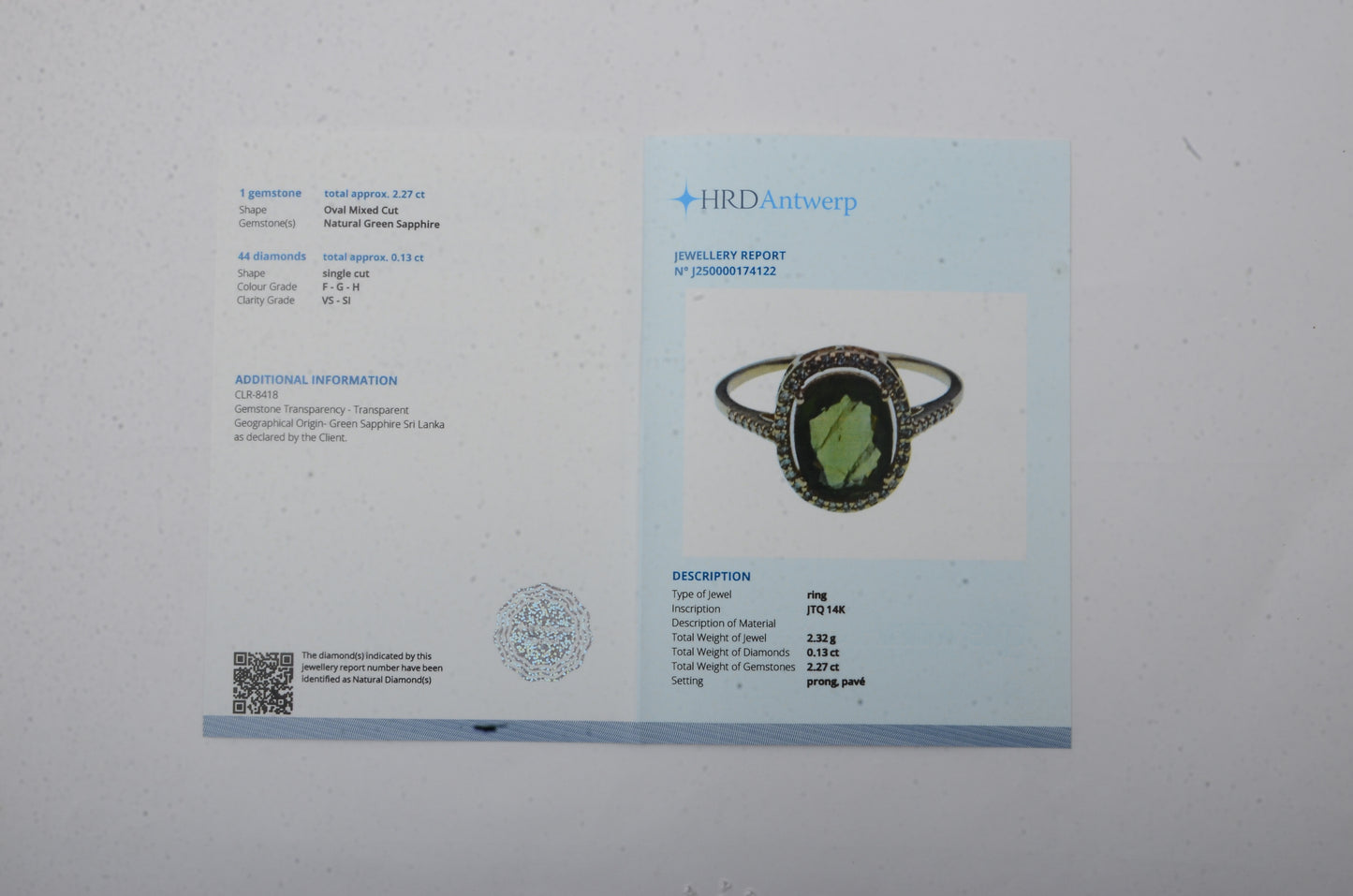 2.40 Ct Oval Mixed Cut Natural Green Sapphire 14K Gold Ring