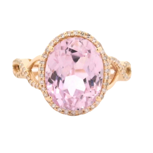 5.36 Ct Oval Kunzite 14K Gold Ring