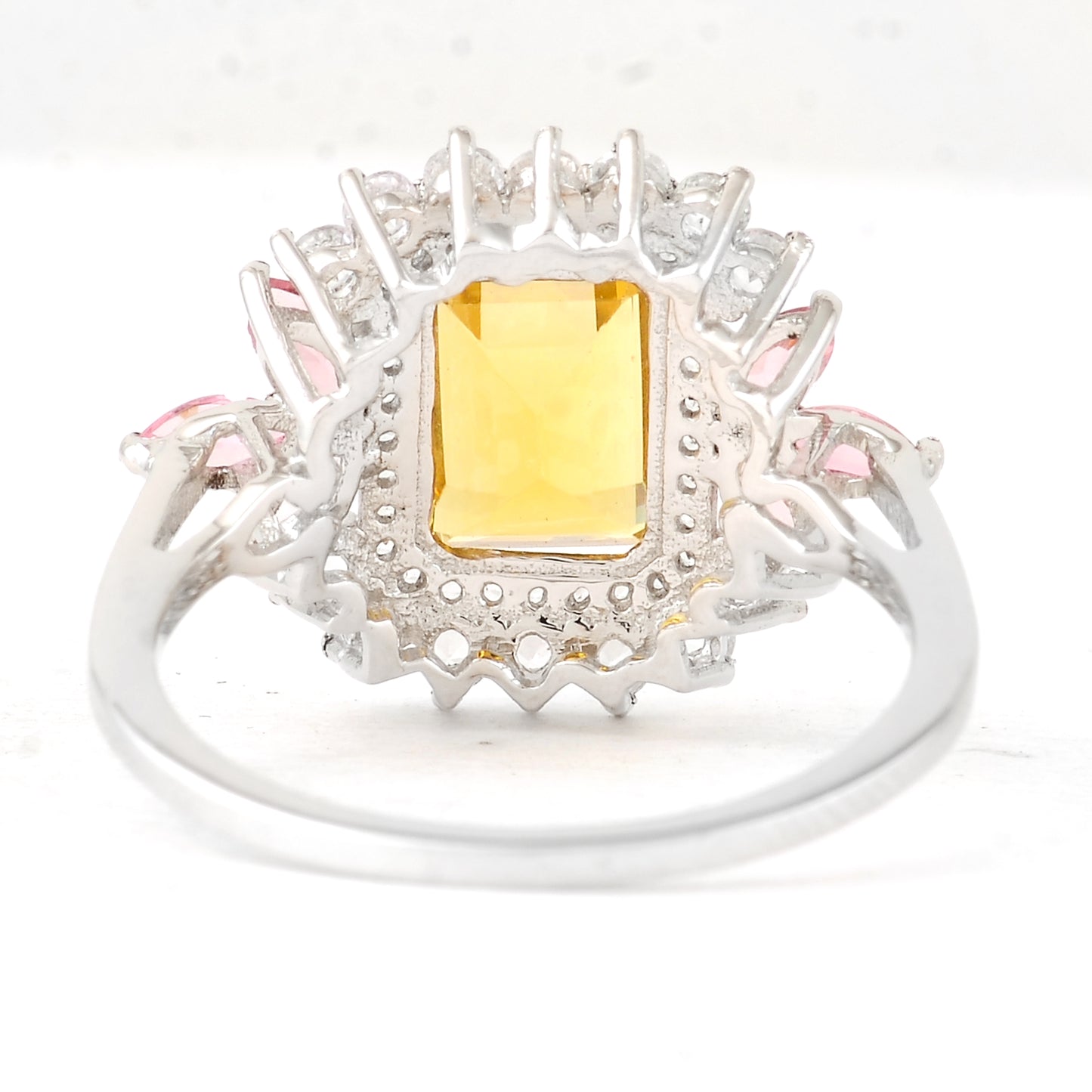2.58 Ct Octagon Step Cut, Marquise Mixed Cut Natural Multi-Coloured Tourmaline 950 Platinum Ring