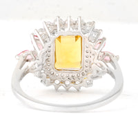 2.58 Ct Octagon Step Cut, Marquise Mixed Cut Natural Multi-Coloured Tourmaline 950 Platinum Ring