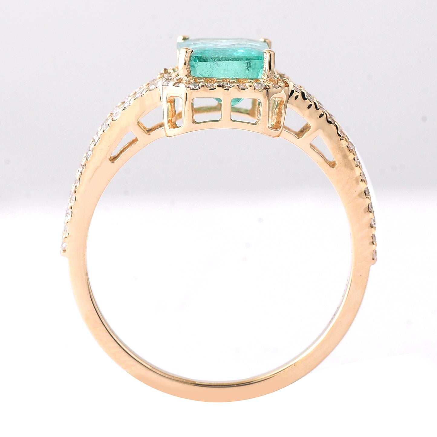 1.89 Ct Octagon Step Cut Natural Emerald 14K Gold Ring