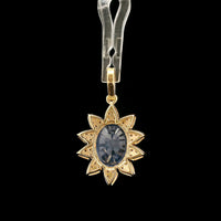 3.24 Ct Oval Mixed Cut Natural Sapphire 14K Gold Pendant