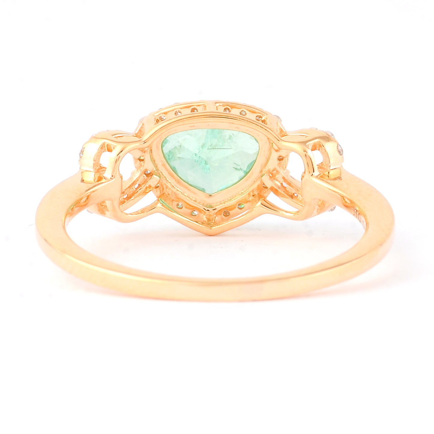 0.84 Ct Pear Mixed Cut Natural Emerald 14K Gold Ring