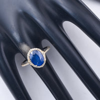 2.48 Ct Oval Mixed Cut Natural Sapphire 14K Gold Ring