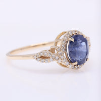 2.25 Ct Oval Mixed Cut Natural Sapphire 14K Gold Ring