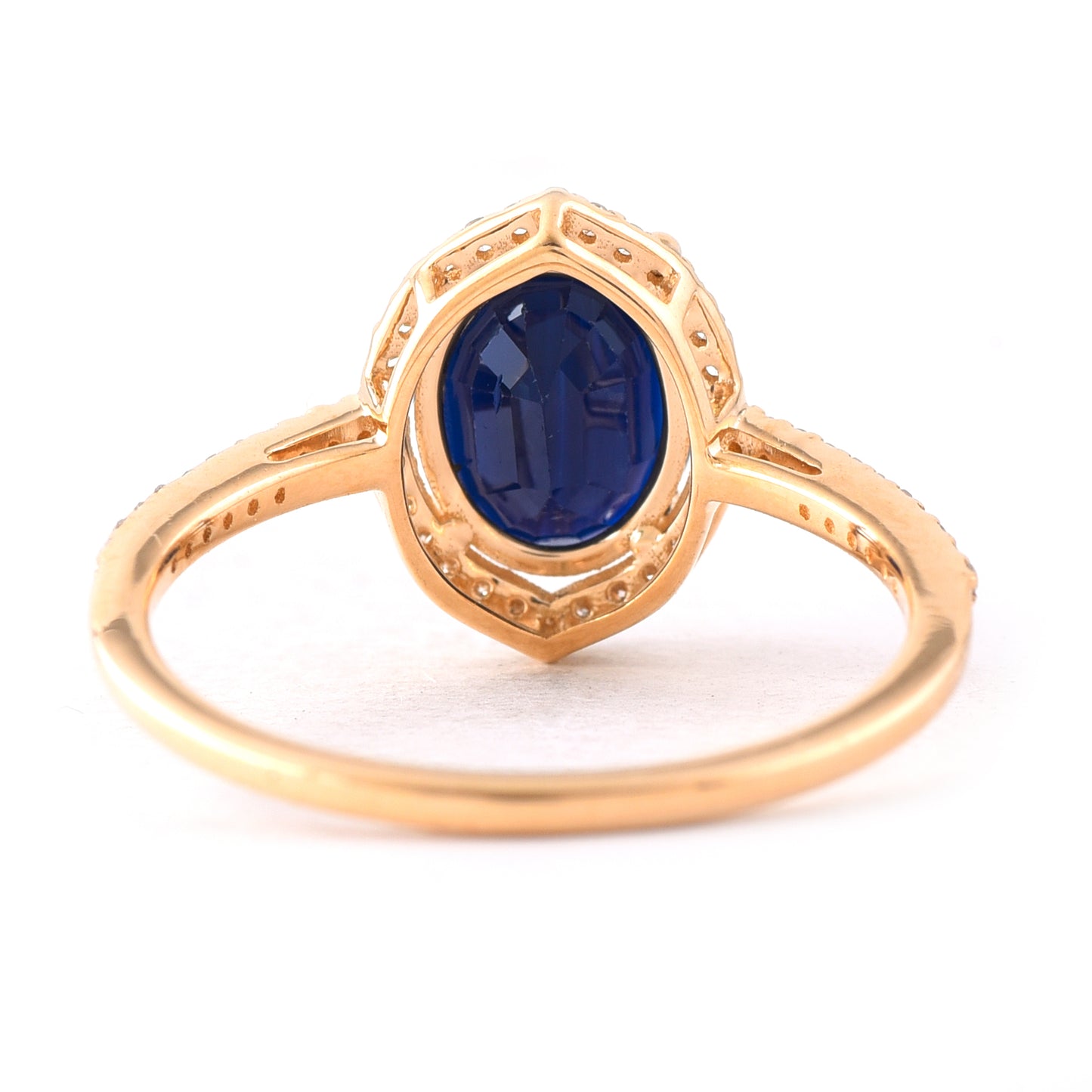 2.58 Ct Oval Mixed Cut Natural Sapphire 14K Gold Ring