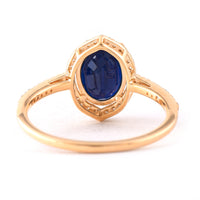 2.58 Ct Oval Mixed Cut Natural Sapphire 14K Gold Ring