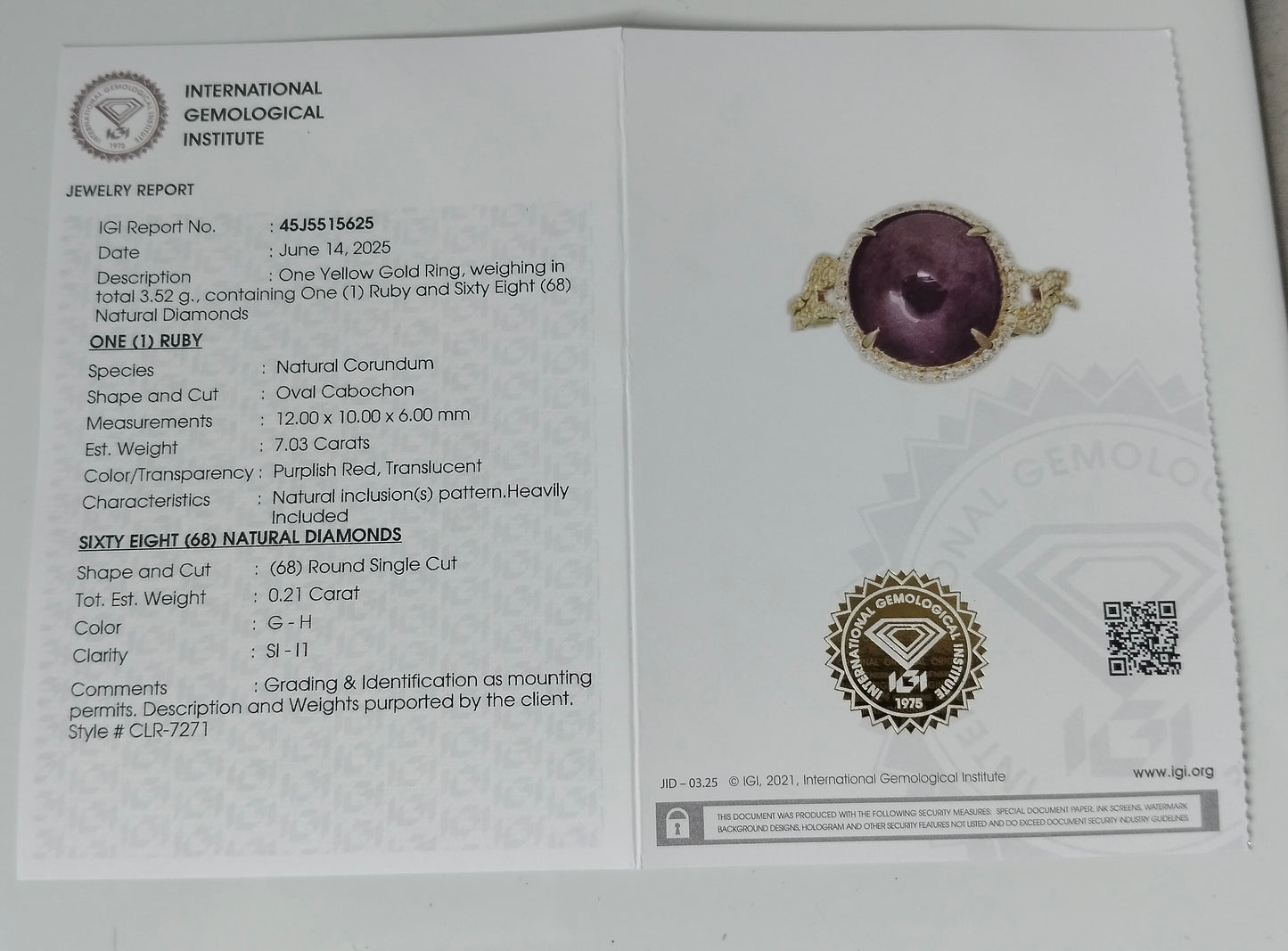 7.24 Ct Oval Cabochon Natural Corundum Ruby 14K Gold Ring