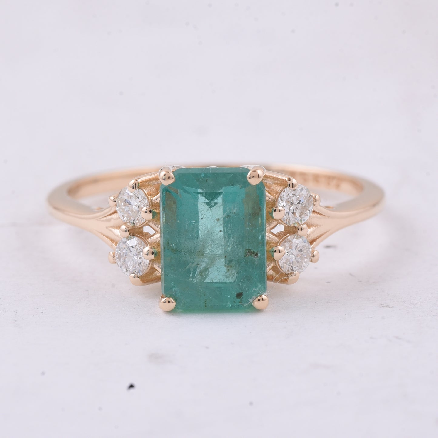 1.95 Ct Octagon Step Cut Natural Emerald 14K Gold Ring