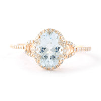 1.56 Ct Oval Mixed Cut Natural Aquamarine 14K Gold Ring