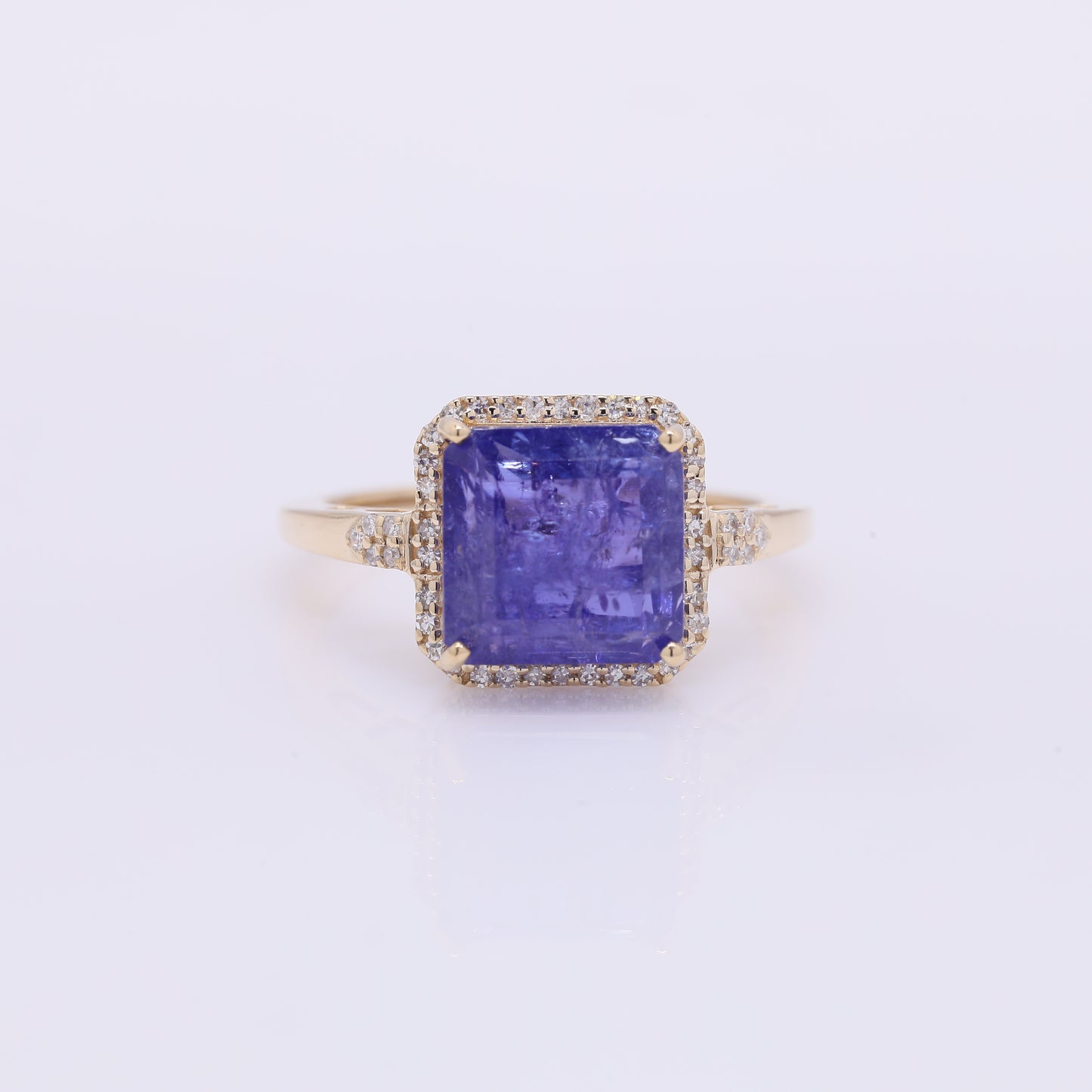 5.28 Ct Octagon Step Cut Natural Tanzanite 14K Gold Ring