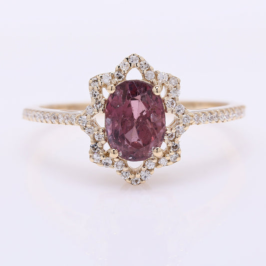 1.57 Ct Oval Mixed Cut Natural Spinel 14K Gold Ring