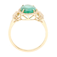 2.53 Ct Oval Natural Emerald 14K Gold Ring